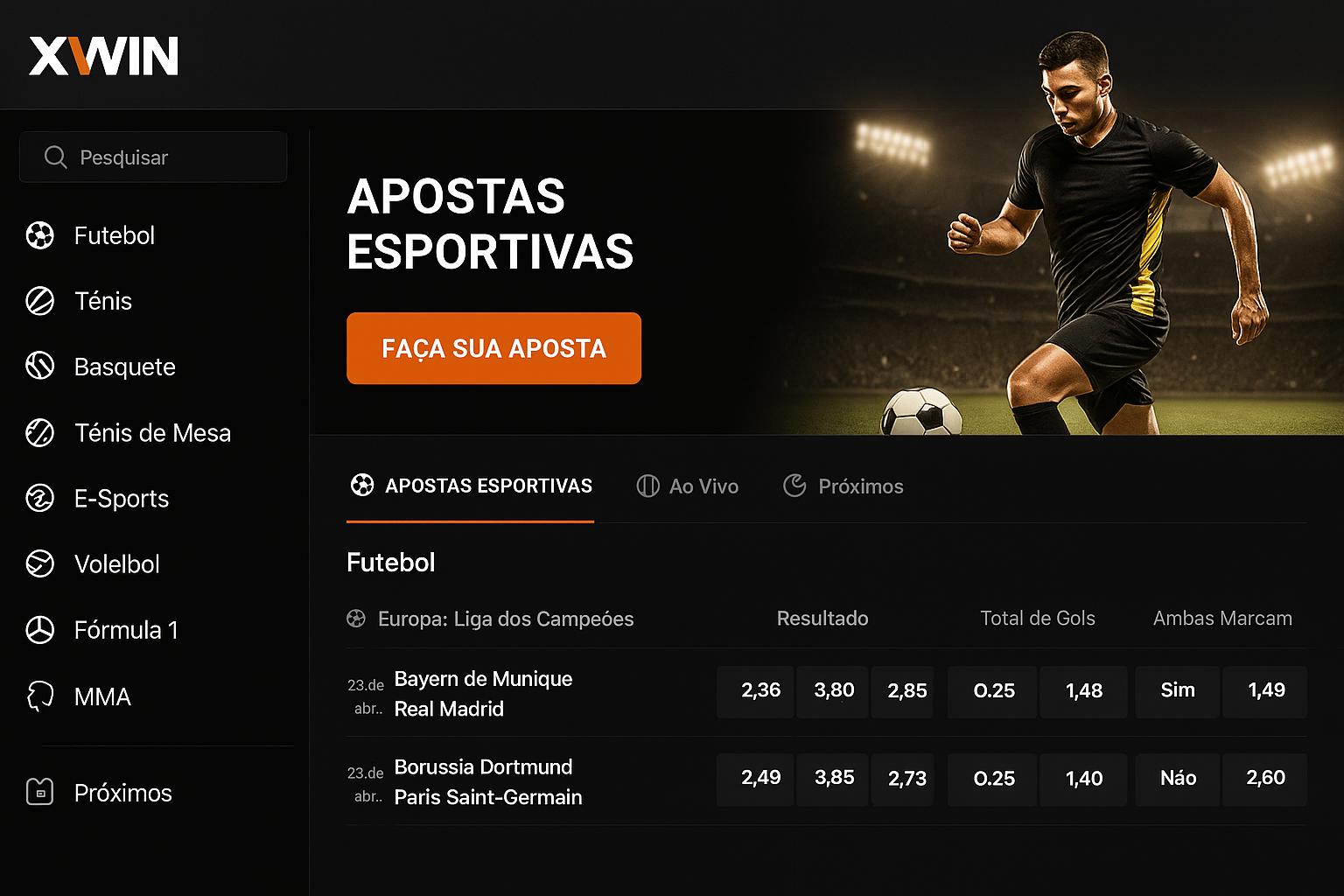 Aposte em apostas esportivas no cassino online XWIN